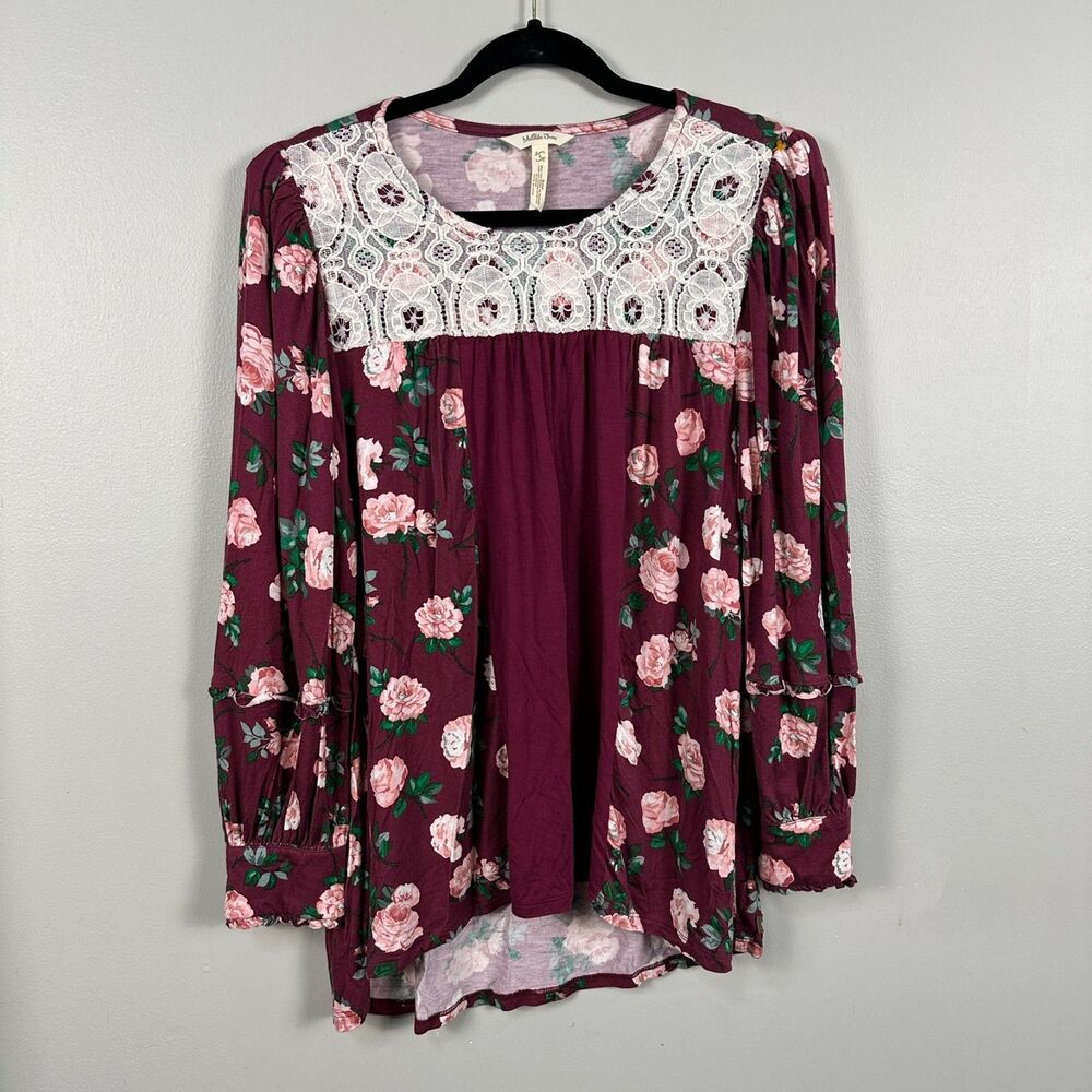 Matilda Jane Womens Large Heart to Heart Rosebud Long Sleeve Shirt Blouse Fall